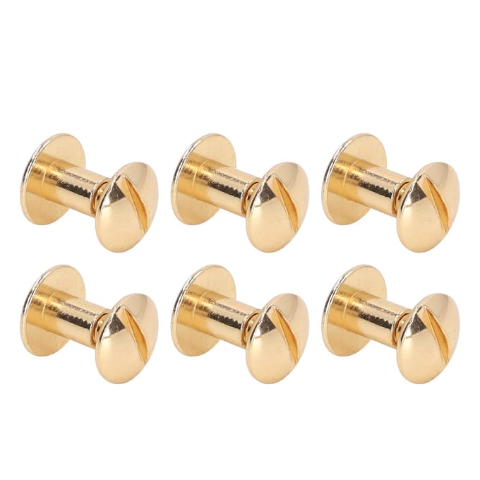 200 Sets Boekbindschroeven Uniforme Coating Gebogen Oppervlakken Messing Galvanische Behandeling Chicago goud