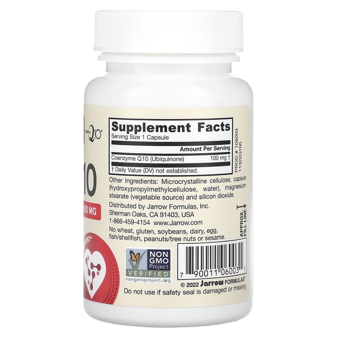 Jarrow Formulas, Co-Q10, 100 mg, 60 Plantaardige Capsules