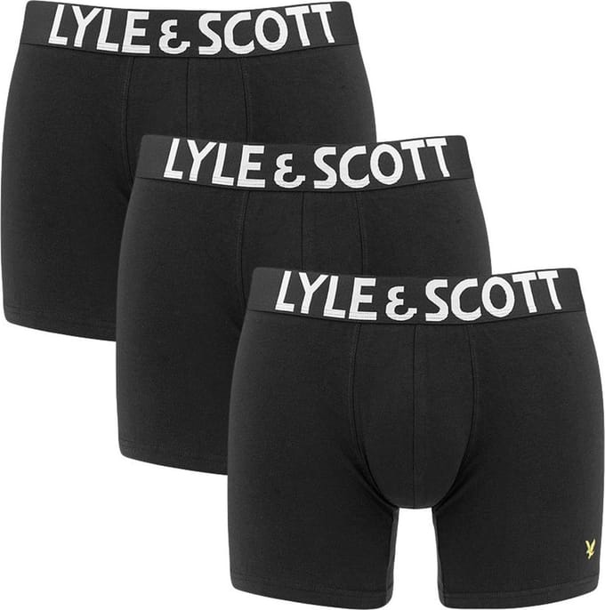 Lyle & Scott - Set van 3 boxershorts met satijnen tailleband in zwart