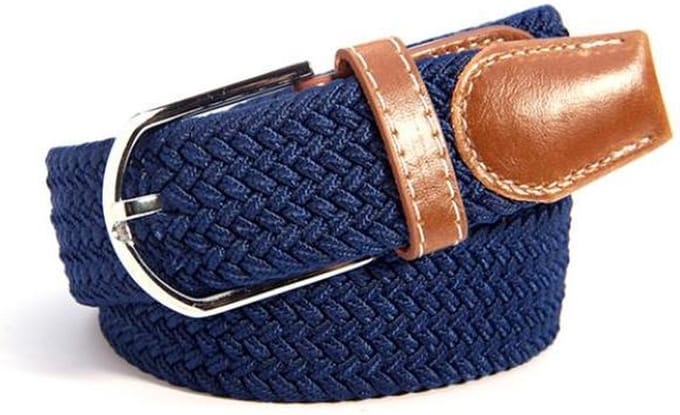 Elastische Geweven Riem Gevlochten Riem Rekbaar Blauw