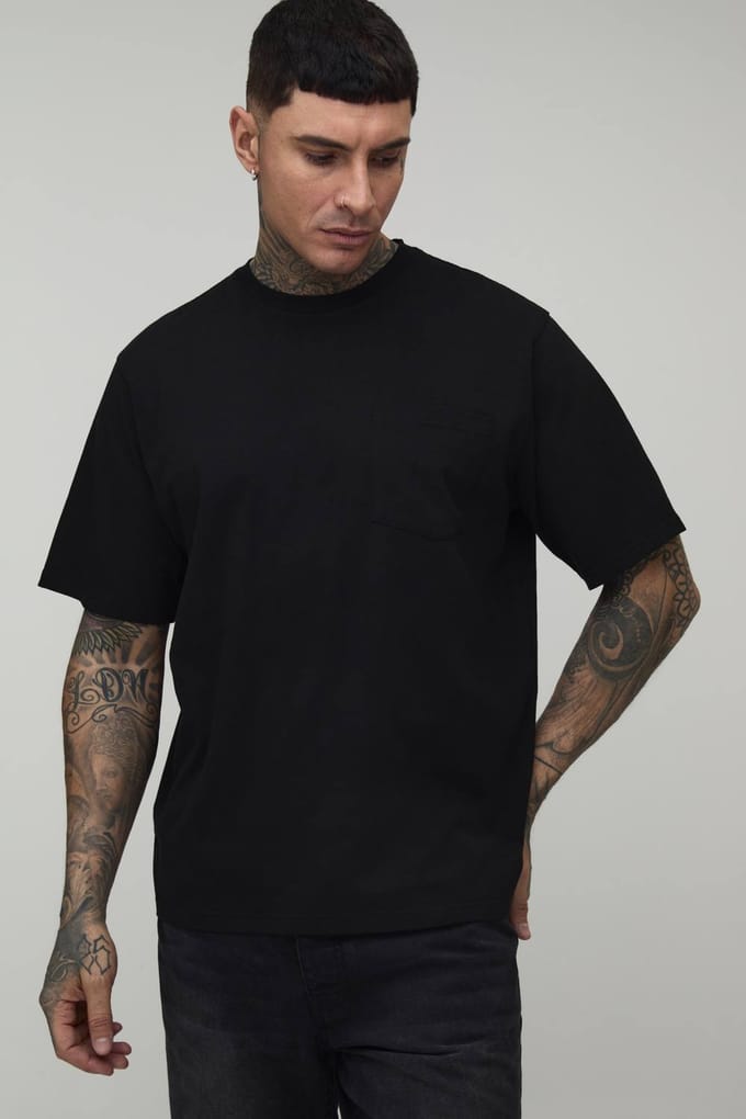 Lang Relaxed T-shirt Met Zak | Black | Size Small