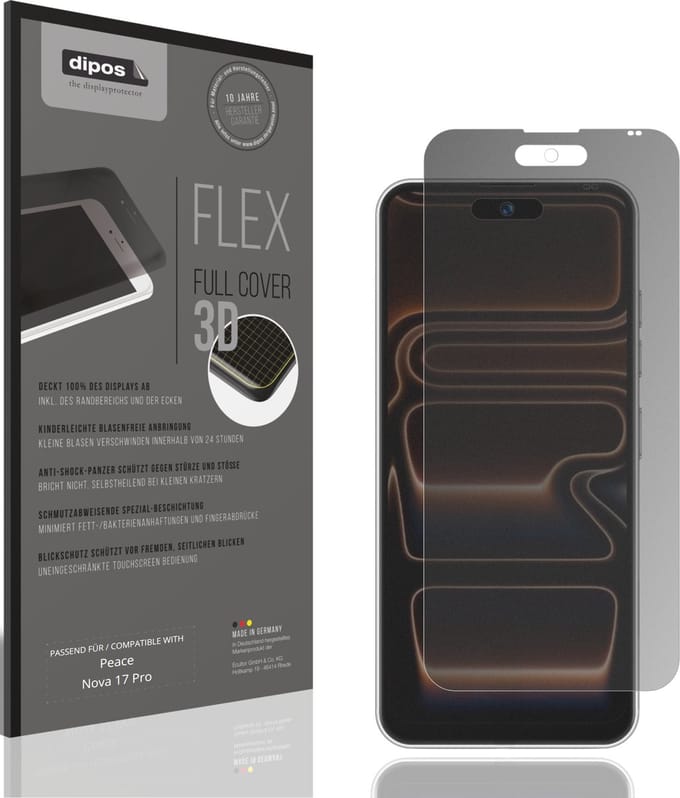 dipos FLEX – Matte Privacy Screenprotector geschikt voor Peace Nova 17 Pro | Volledige Schermbescherming | Case-Friendly