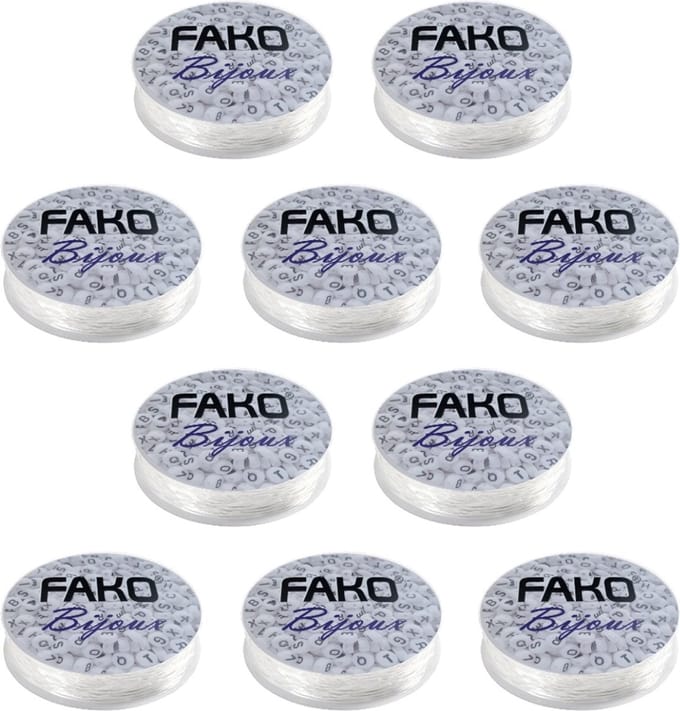 Fako Bijoux® - 10 Rollen Elastisch Nylon Draad - Sieraden Maken - 1.0mm - 10x5 Meter - Transparant - 10 Stuks