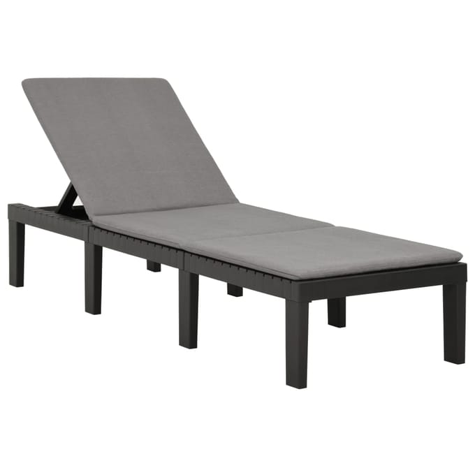 vidaXL - Ligbed - met - kussen - kunststof - antracietkleurig