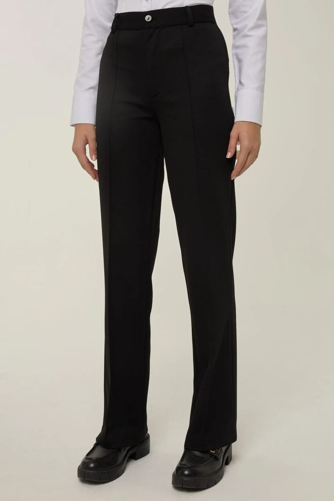 Rechtafstaande Broek met Stiksel Details