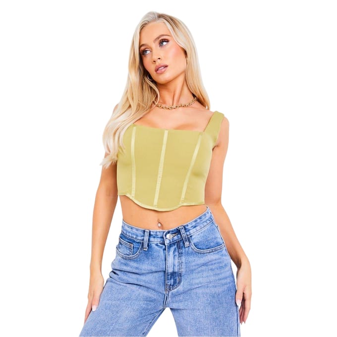 Missy Empire Dames/Dames Korset Top (Kaki Groen)