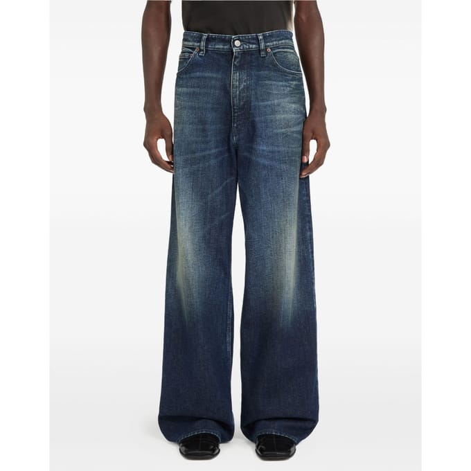 mm6 maison margie jeans been breed man blauw