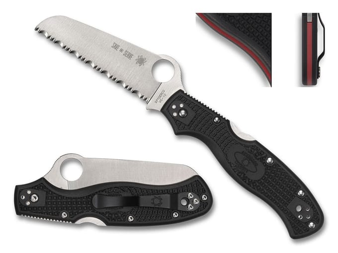 Spyderco Zakmes Rescue 3 Thin Red Line Black VG-10 SE