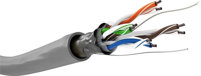 CAT 5e Netwerkkabel, U/UTP, grijs, CCA, AWG 26/7 (stranded)