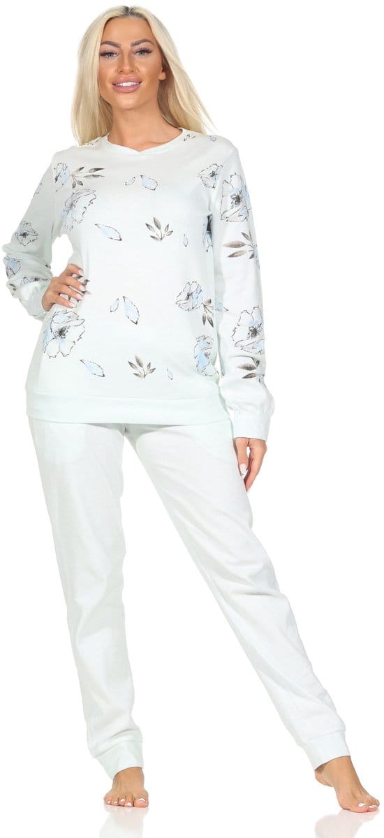 Normann damespyjama met lange interlock met manchetten in elegante look - ook in oversize