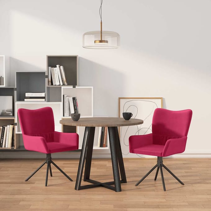 vidaXL - Eetkamerstoelen - draaibaar - 2 - st - fluweel - wijnrood