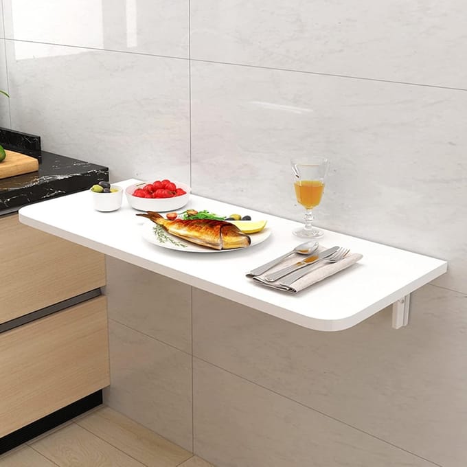 Klaptafel - Wandbureau - Ruimtebesparing - Opklapbaar ontwerp - 120x50cm - Wit