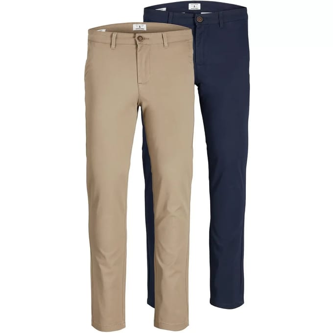 JACK&JONES Heren Multi-Pack Broeken, Marco Paspelzakken Lage Taille Chino's, 2 Pack