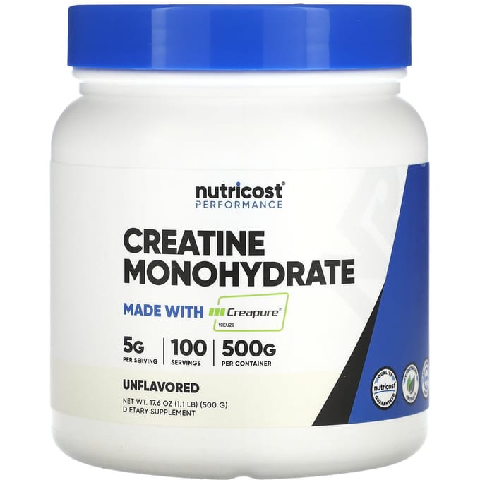 Nutricost, Atletische Prestaties, Creatine Monohydraat, Ongezoet, 1,1 lb (500 gr)