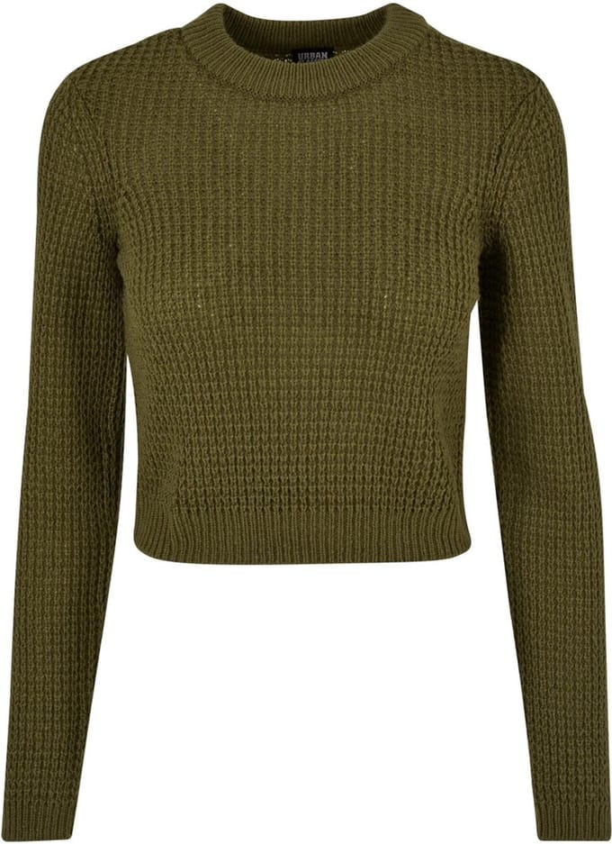 Urban Classics - Short waffle Sweater/trui - 3XL - Olijfgroen