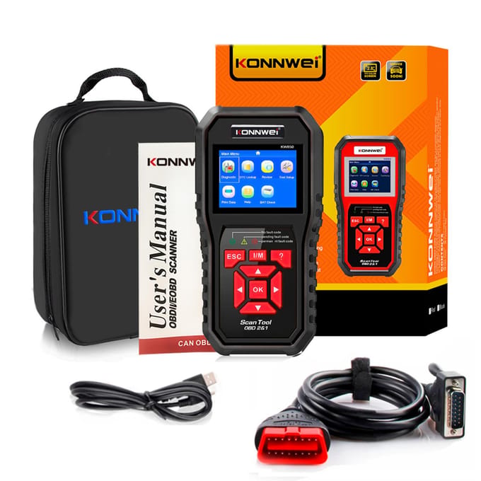 KONNWEI KW850 OBDII-scanner Auto-codelezer Diagnostische controlemotor Lichtscantool voor OBDII-auto's zwart