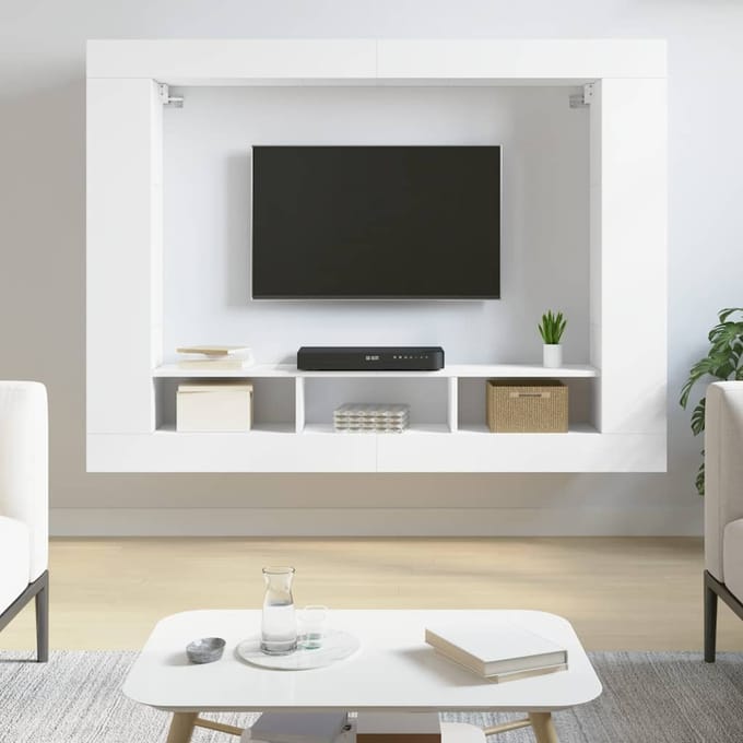 vidaXL - Tv-meubel - 152x22x113 - cm - bewerkt - hout - wit