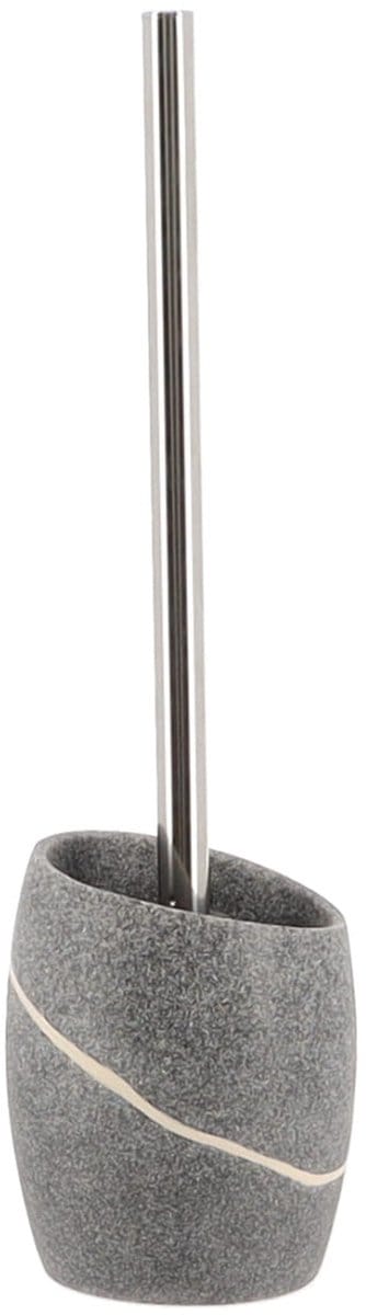 Tendance WC/Toiletborstel met houder - grijs - steen look - polyresin - 36 cm