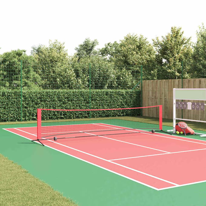 vidaXL - Tennisnet - Zwart - en - Rood - 396 - x - 92 - x - 87 - cm - Polyester
