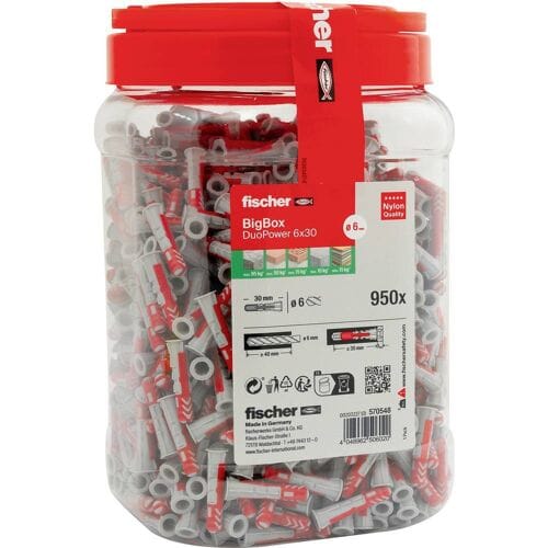 Fischer 570548 DuoPower Pluggenset 30 mm 6 mm 950 stuk(s)