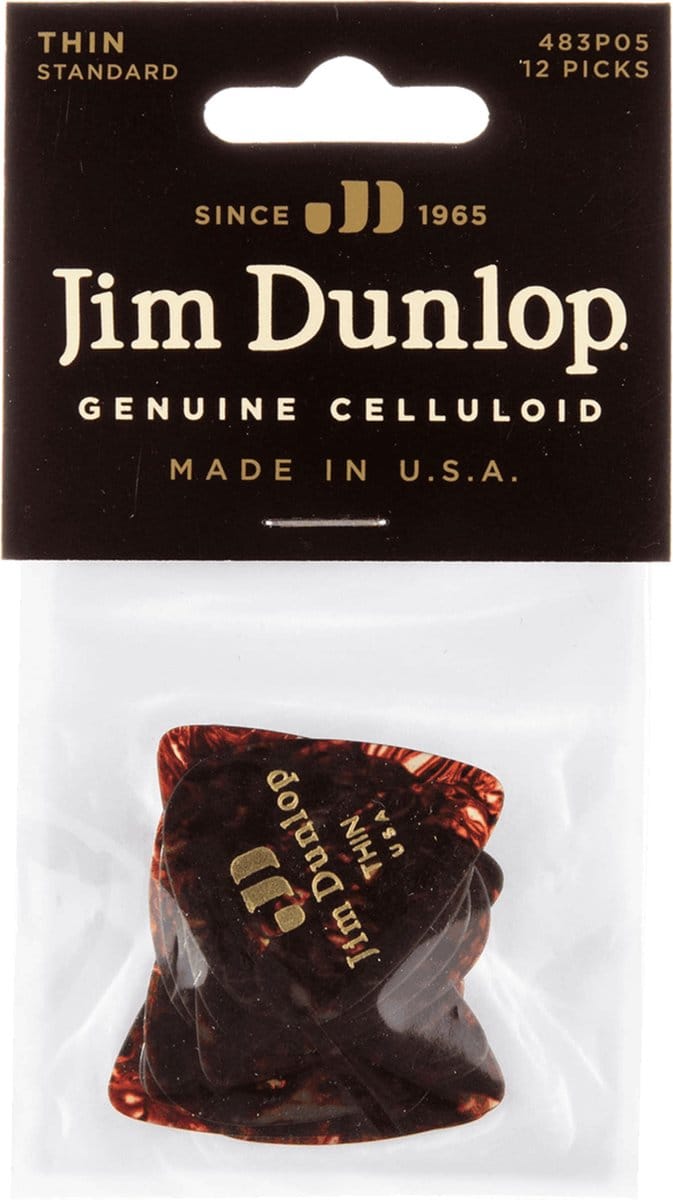 Jim Dunlop Genuine Celluloid - Plectrums - Classic - Thin - Player's Pack 12 Stuks