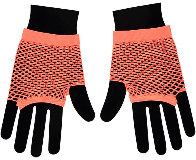 Visnet handschoenen kort - One size / Fluor oranje