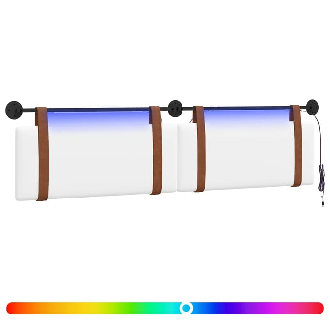 vidaXL - Hangend - hoofdbord - Met - LED-verlichting - Wit - Antiek - PU