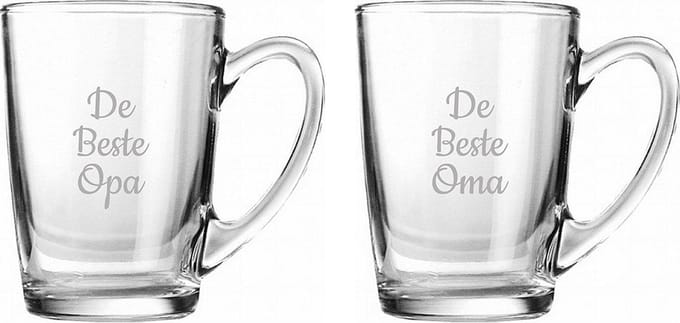 Gegraveerde Theeglas 32cl De Beste Opa-De Beste Oma