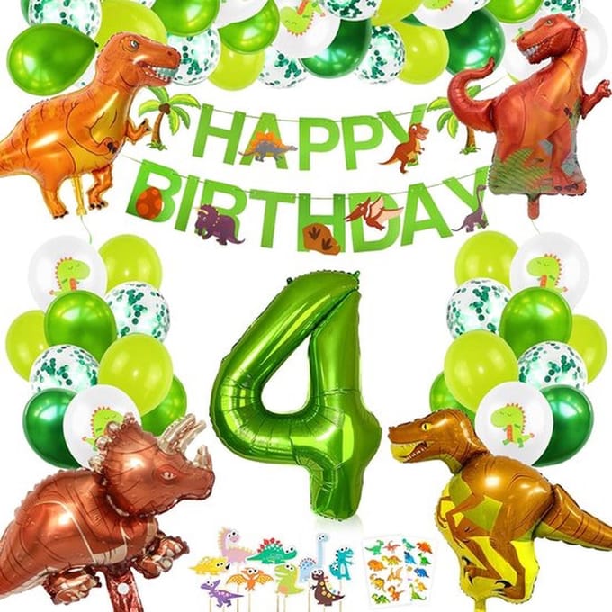 FeestmetJoep® Dino 4 jaar verjaardag versiering - Dino & Jungle thema