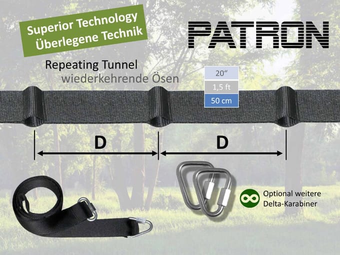 Patron Schommelband 4m voor tussen Bomen met Spanband en Ratels