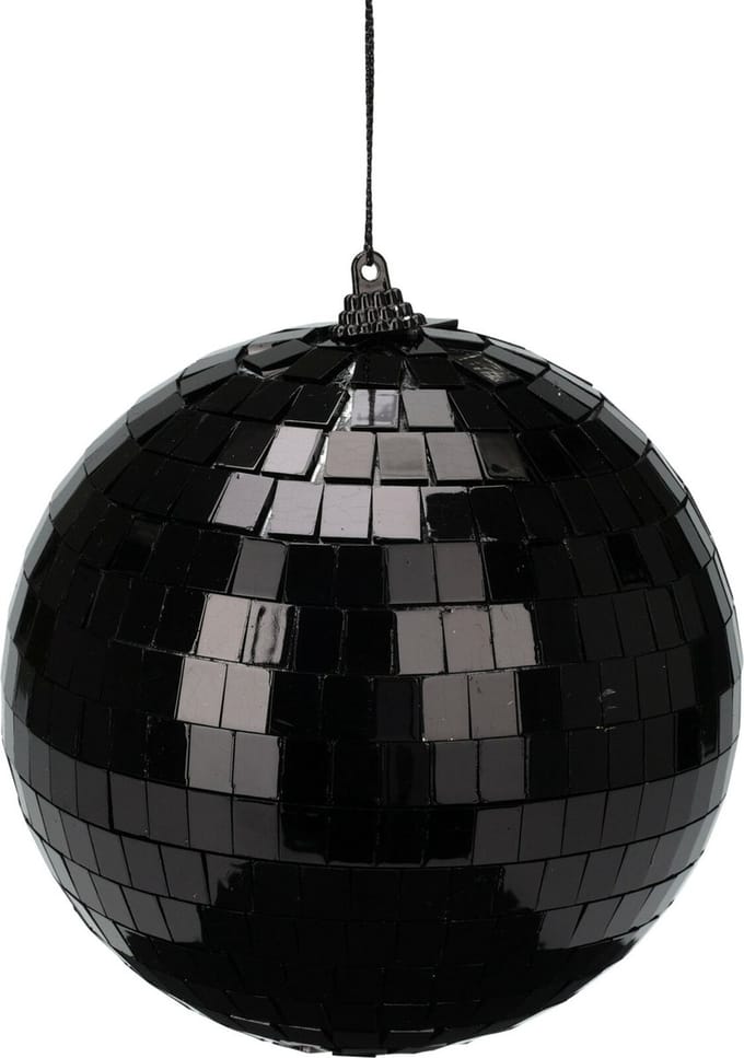 Christmas Decoration discobal kerstbal - 1x - zwart -12 cm -kunststof