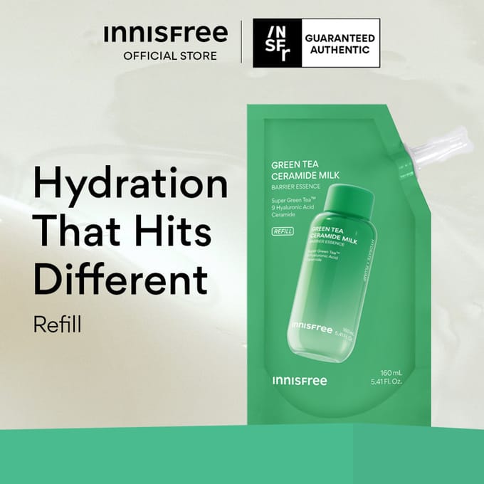 [INNISFREE] Green Tea Ceramide Milk Barrier Essence 160ml 1pc (160ml) Refill only green