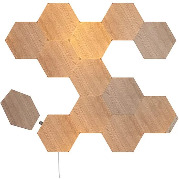 Nanoleaf Elements Hexagons Starterkit - Slimme Verlichting - 13 LED Panelen - Houteffect - Google