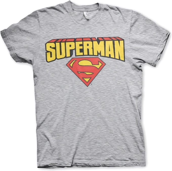 Superman T-shirt met logo in blokletters, heather-grijs