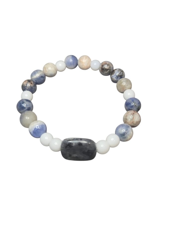 witte agaat, lapis lazuli en sodaliet armband.
