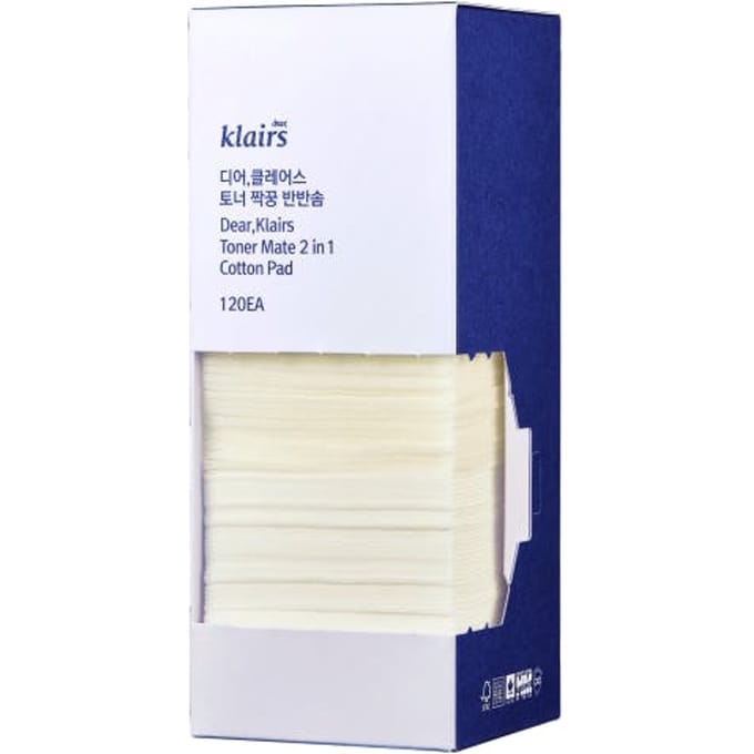 Cher, Klairs, Coussin de coton 2 en 1 Toner Mate, 60 feuilles compressées/60 éponges white