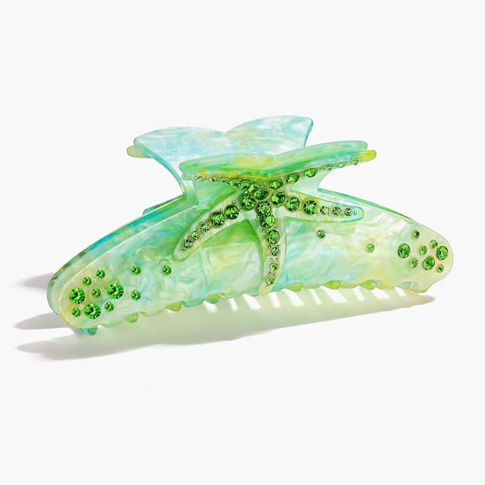 Grote Groene Zeester Haarclip met Kristallen voor Dames