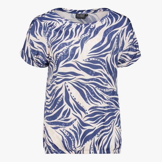TwoDay dames top met print blauw wit - Maat S