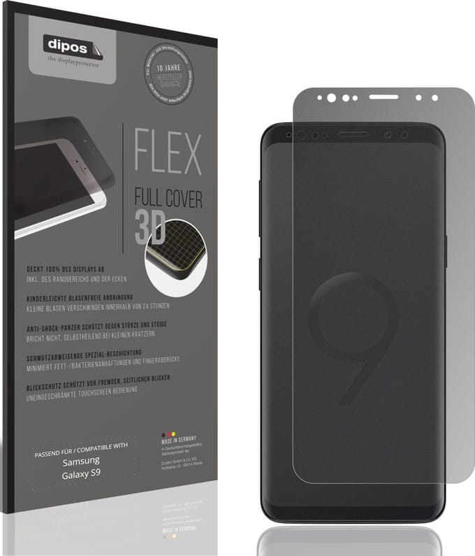 dipos FLEX – Matte Privacy Screenprotector geschikt voor Samsung Galaxy S9 | Volledige Schermbescherming | Case-Friendly