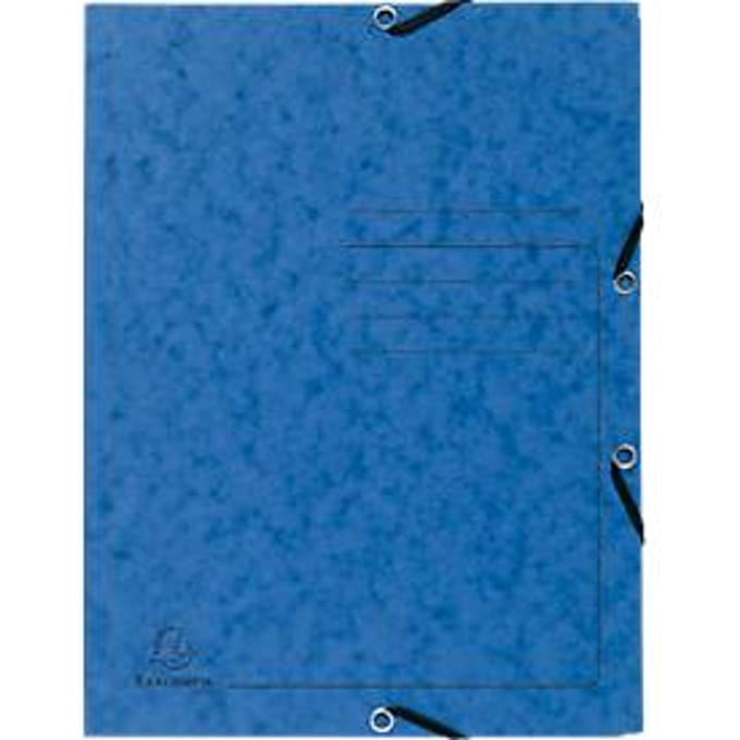 Exacompta map, DIN A4, met elastiek, 3 kleppen, te labelen, Colorspan karton, 355 g/m², blauw