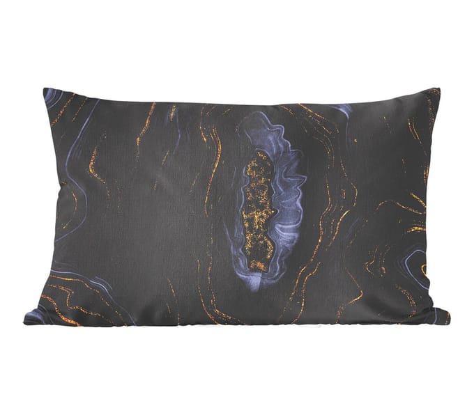 Sierkussens - Kussentjes Woonkamer - 50x30 cm - Geode - Agaat - Black & gold