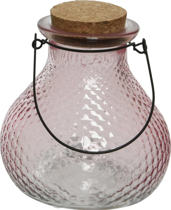 Decoris wespenvanger/wespenval met hengsel - glas - lichtroze - D14 x H13 cm