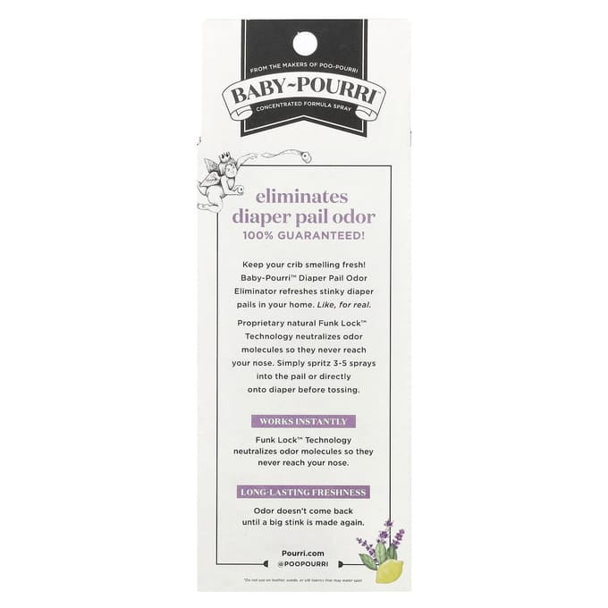 Poo-Pourri, Baby-Pourri™, Little Stinker™, Emmergeurverwijderaar, Lavendel Bergamot, 3,4 fl oz (100 ml) gray