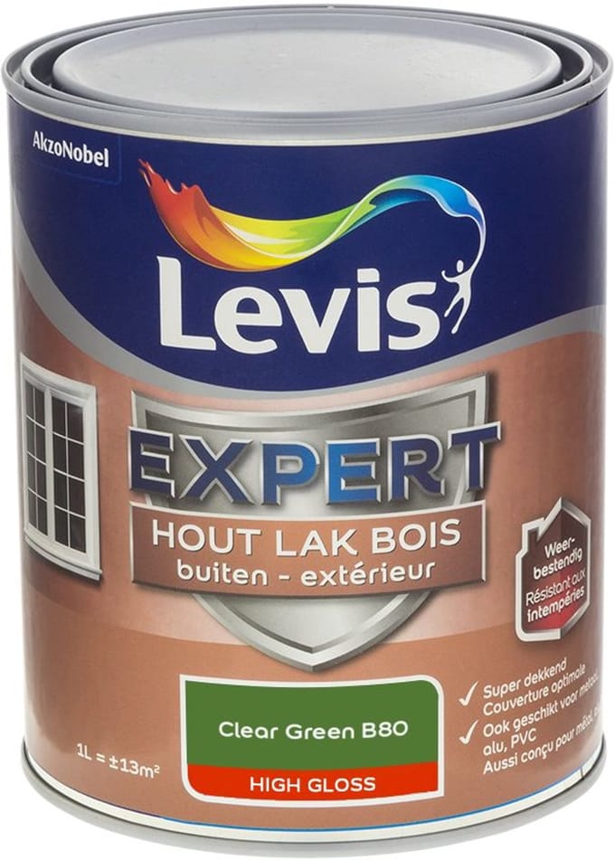 Levis - Expert Hout Lak Buiten High Gloss Mix - Clear Green B80 - Mengverf - 1 L