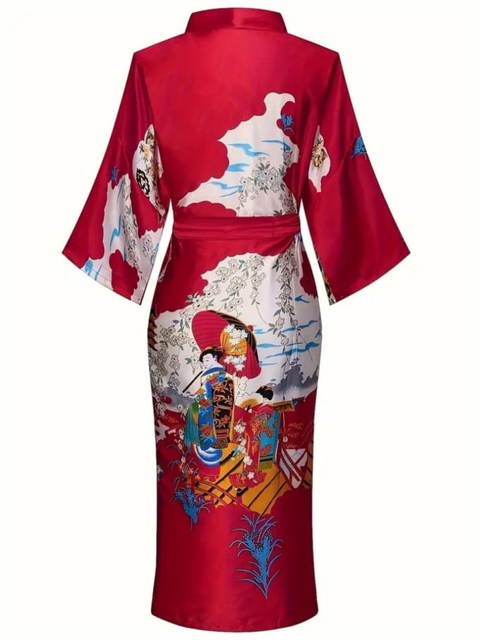 Bovista Badjas Dames - Kimono - Kamerjas - Ochtendjas - Pyama - Rood - M
