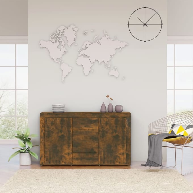 vidaXL - Dressoir - 120x36x69 - cm - bewerkt - hout - gerookt - eikenkleurig