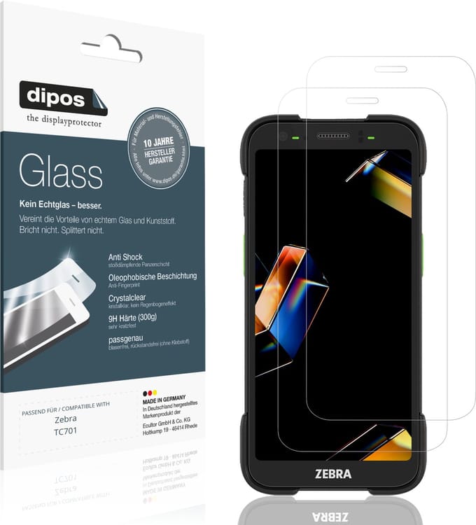 dipos – 2x Pantserfolie geschikt voor Zebra TC701 | 9H Screenprotector