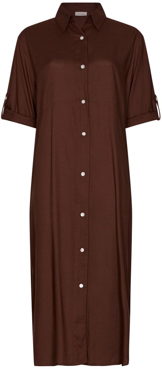 Pastunette Premium - Jurk - Ivory Shore - Viscose - Bruin - Doorknoop - Maat 48