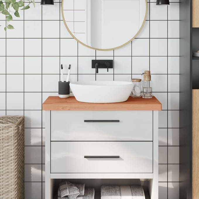 vidaXL - Wastafelblad - 80x40x4 - cm - massief - beukenhout