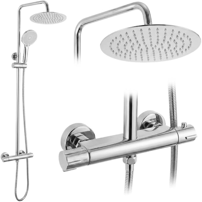 Rea - Lungo - Doucheset - Chrome + Termostat - 15X15X120,5Cm